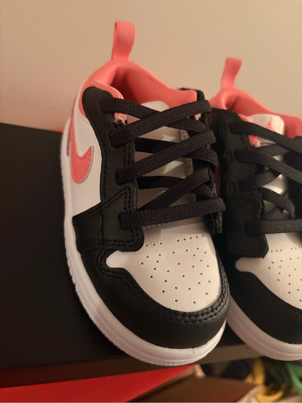 Nike Jordan Kids Black White Coral Low-Top Sneakers